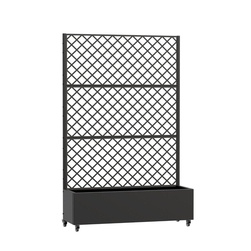 72" Black Geometric Steel Three Panel Outdoor Privacy Screen — view 3