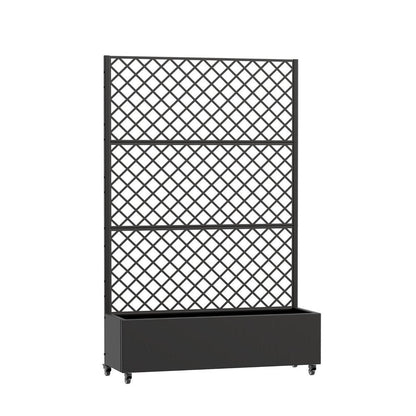 72" Black Geometric Steel Three Panel Outdoor Privacy Screen HomeRoots