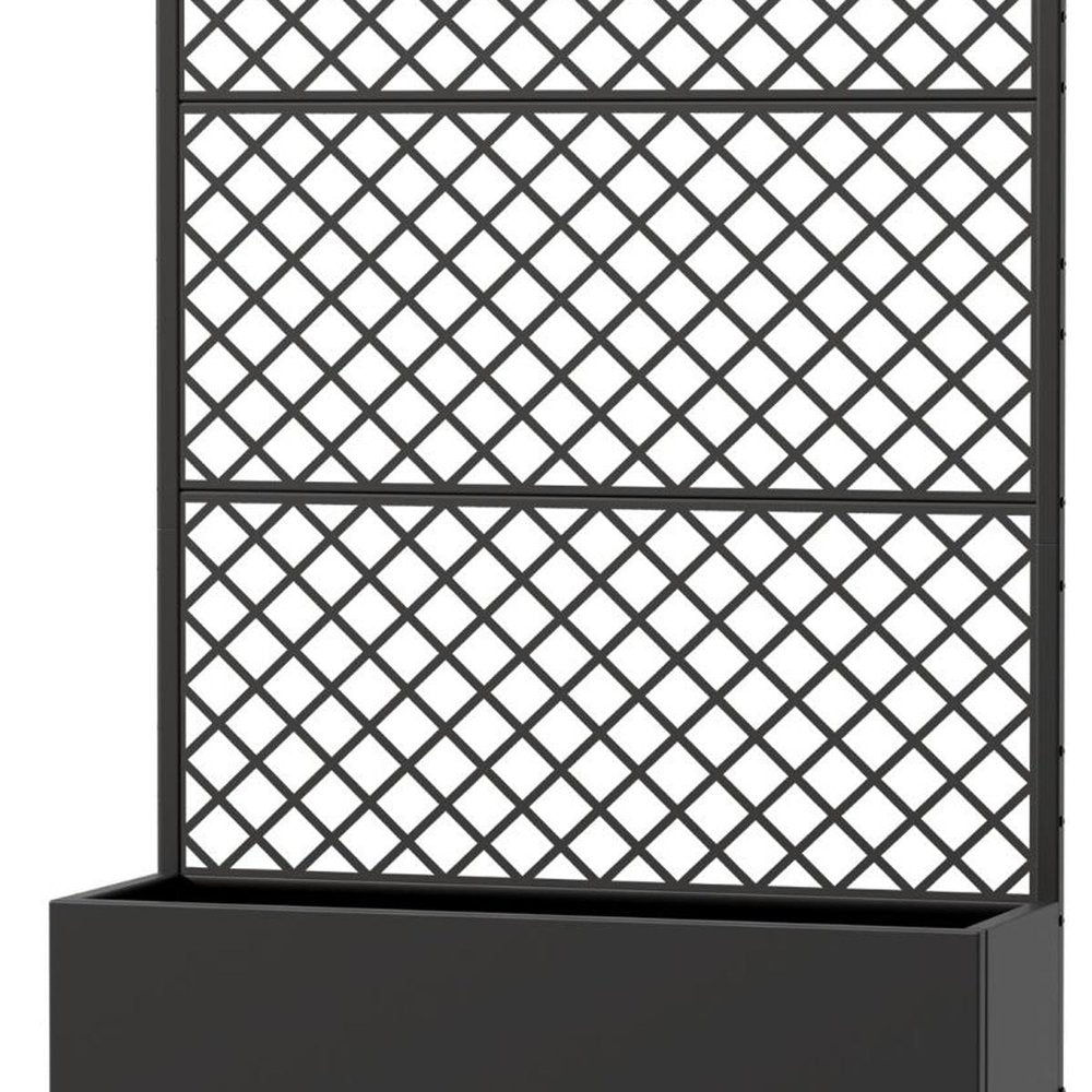 72" Black Geometric Steel Three Panel Outdoor Privacy Screen — view 4