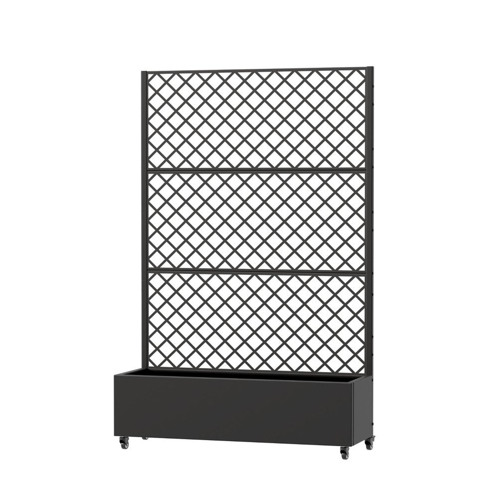72" Black Geometric Steel Three Panel Outdoor Privacy Screen — view 1
