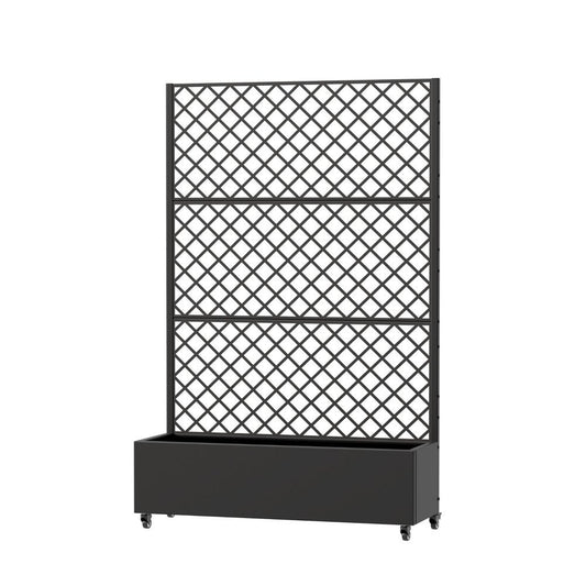 72" Black Geometric Steel Three Panel Outdoor Privacy Screen