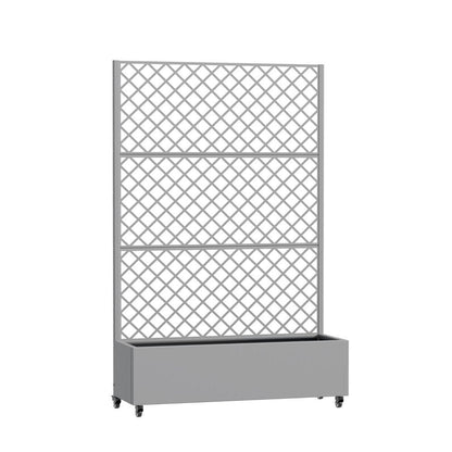 72" Gray Geometric Steel Three Panel Outdoor Privacy Screen HomeRoots