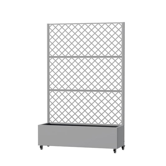 72" Gray Geometric Steel Three Panel Outdoor Privacy Screen