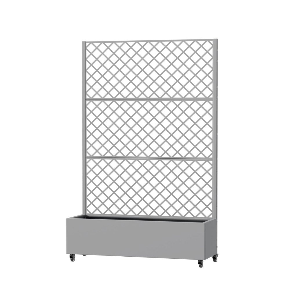 72" Gray Geometric Steel Three Panel Outdoor Privacy Screen — view 1