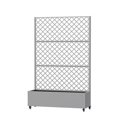 72" Gray Geometric Steel Three Panel Outdoor Privacy Screen HomeRoots