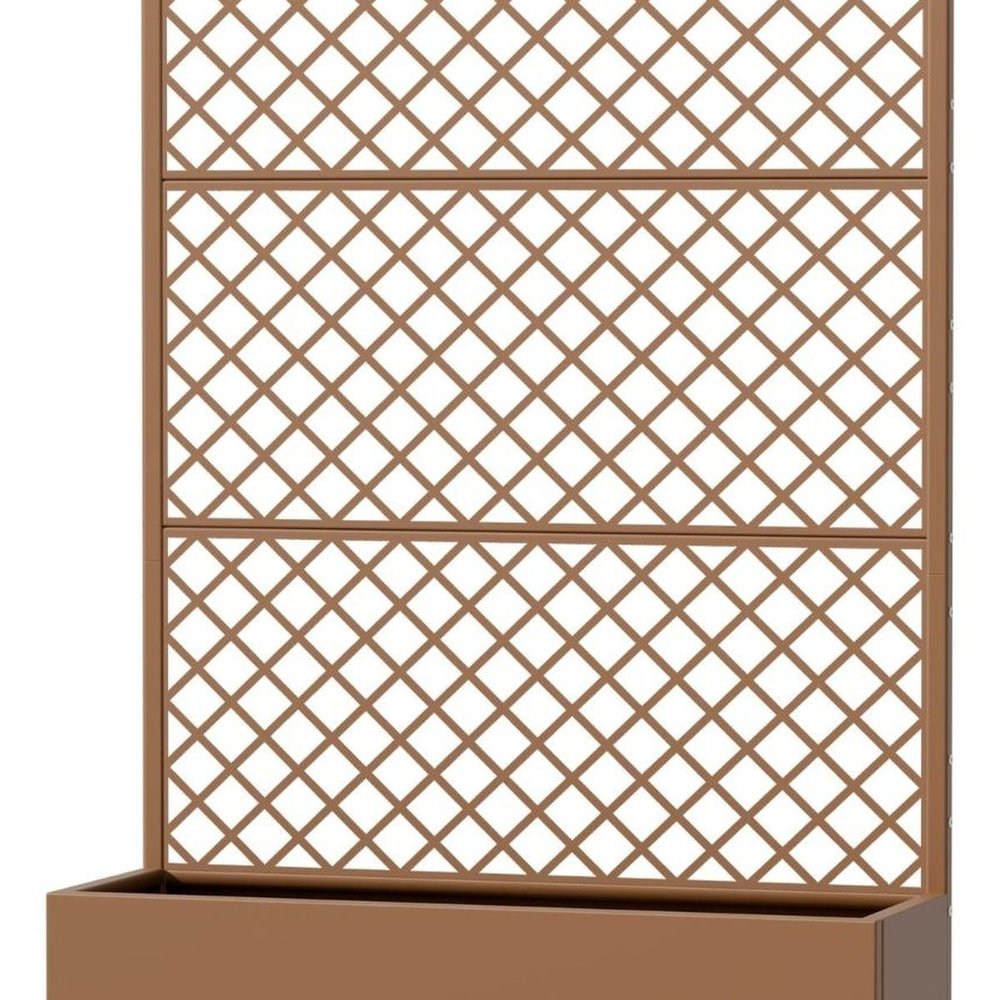 72" Brown Geometric Steel Three Panel Outdoor Privacy Screen HomeRoots