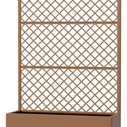 72" Brown Geometric Steel Three Panel Outdoor Privacy Screen HomeRoots