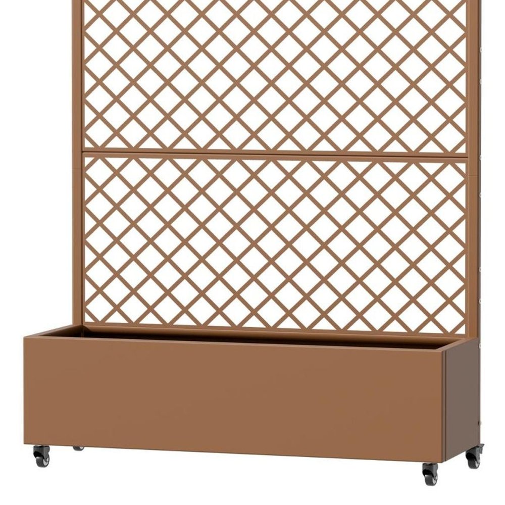 72" Brown Geometric Steel Three Panel Outdoor Privacy Screen — view 4