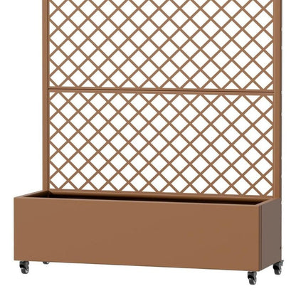 72" Brown Geometric Steel Three Panel Outdoor Privacy Screen HomeRoots