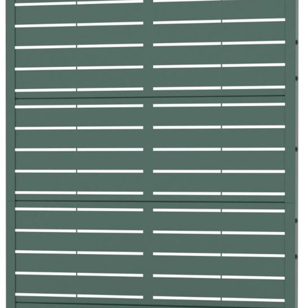 72" Green Striped Steel Five Panel Outdoor Privacy Screen