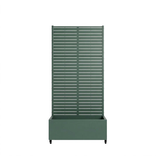 72" Green Striped Steel Five Panel Outdoor Privacy Screen