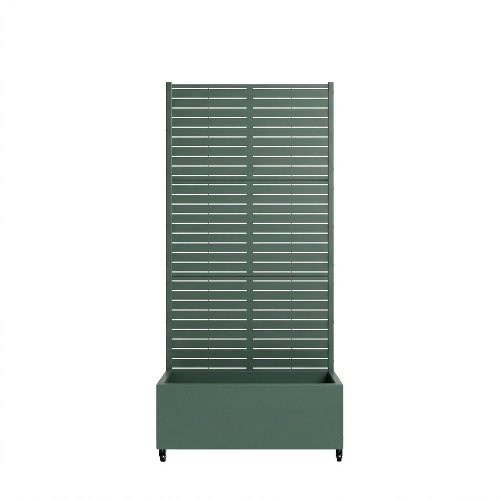 72" Green Striped Steel Five Panel Outdoor Privacy Screen HomeRoots