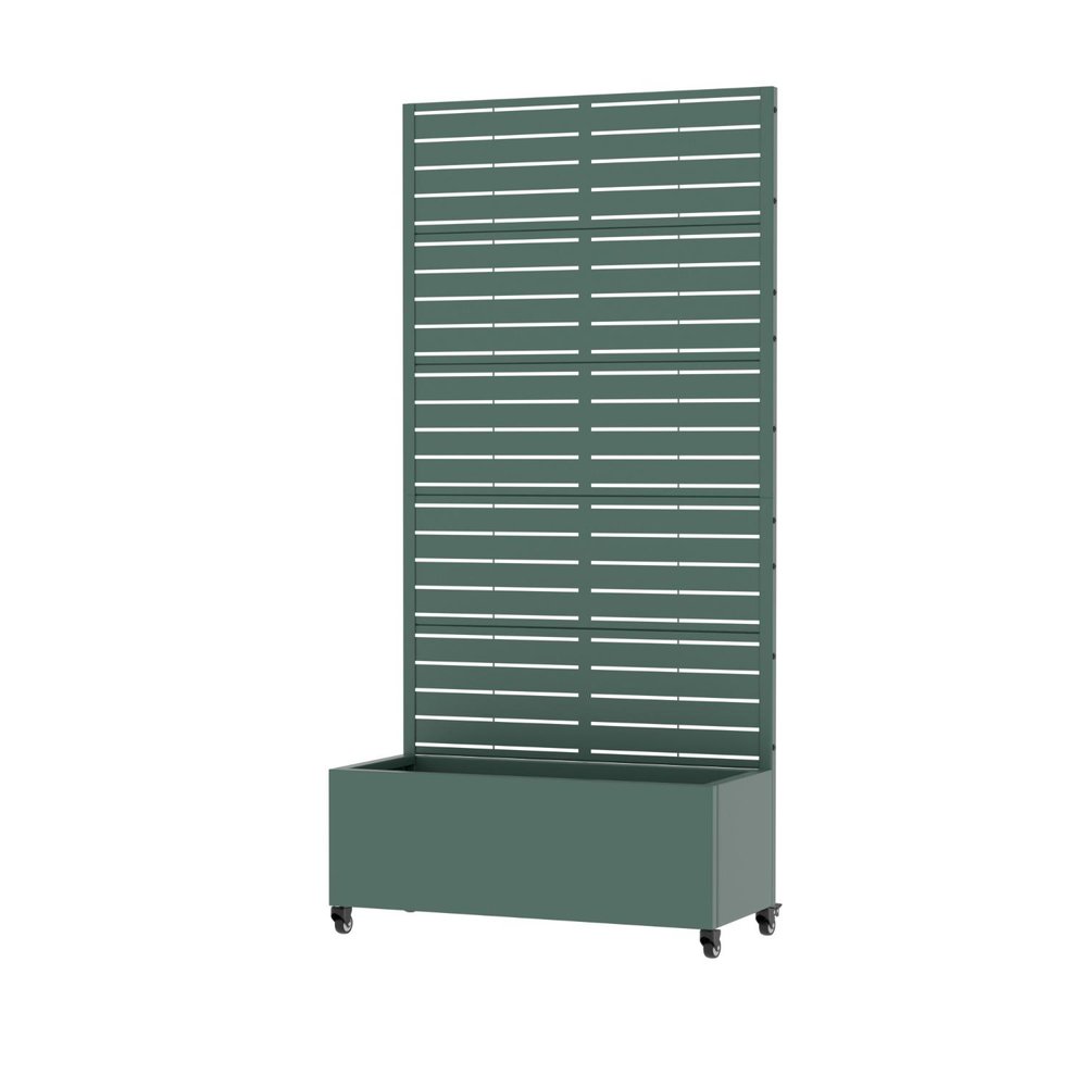 72" Green Striped Steel Five Panel Outdoor Privacy Screen — view 2