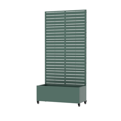 72" Green Striped Steel Five Panel Outdoor Privacy Screen HomeRoots