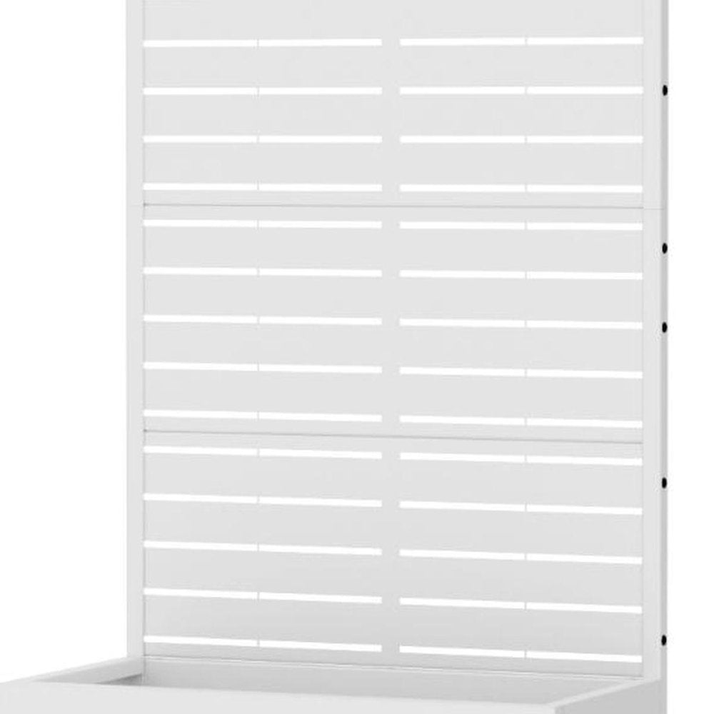 59" White Striped Steel Four Panel Outdoor Privacy Screen HomeRoots