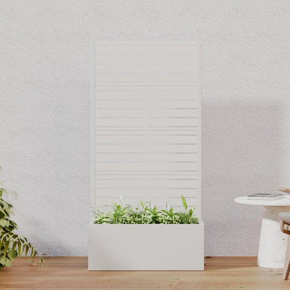 59" White Striped Steel Four Panel Outdoor Privacy Screen HomeRoots