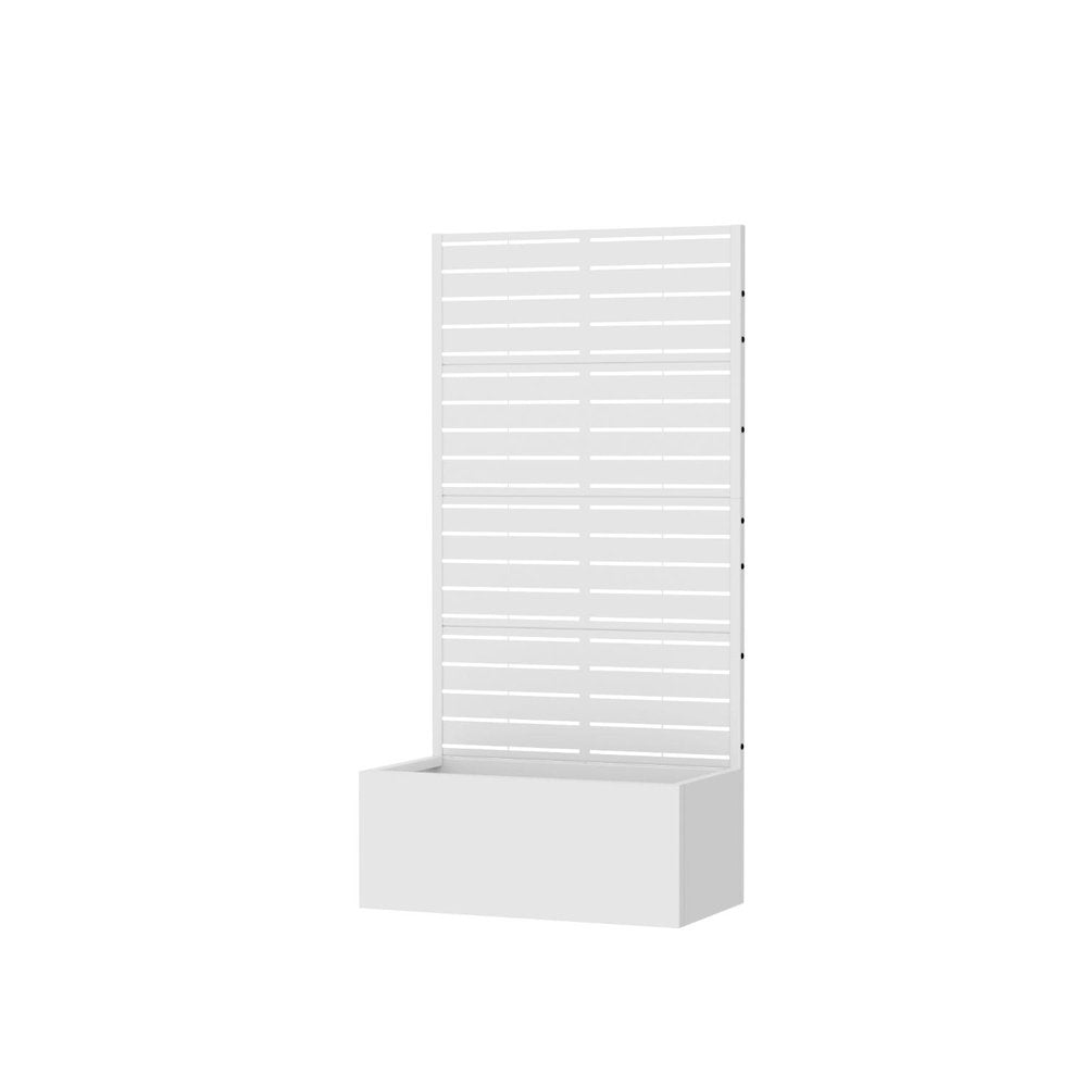 59" White Striped Steel Four Panel Outdoor Privacy Screen HomeRoots