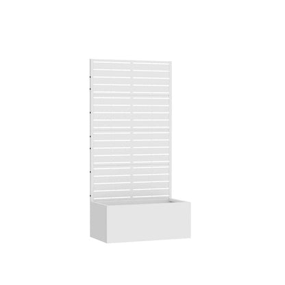 59" White Striped Steel Four Panel Outdoor Privacy Screen HomeRoots