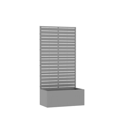 59" Gray Striped Steel Four Panel Outdoor Privacy Screen HomeRoots