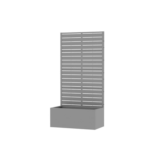 59" Gray Striped Steel Four Panel Outdoor Privacy Screen