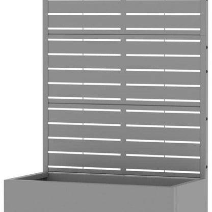 59" Gray Striped Steel Four Panel Outdoor Privacy Screen HomeRoots
