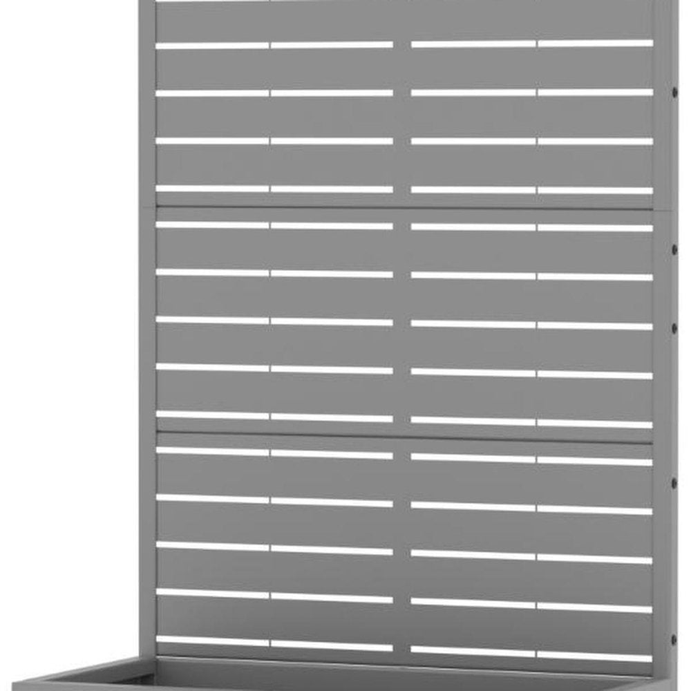 Set Of Two Gray Striped Steel Eight Panel Outdoor Privacy Screen HomeRoots