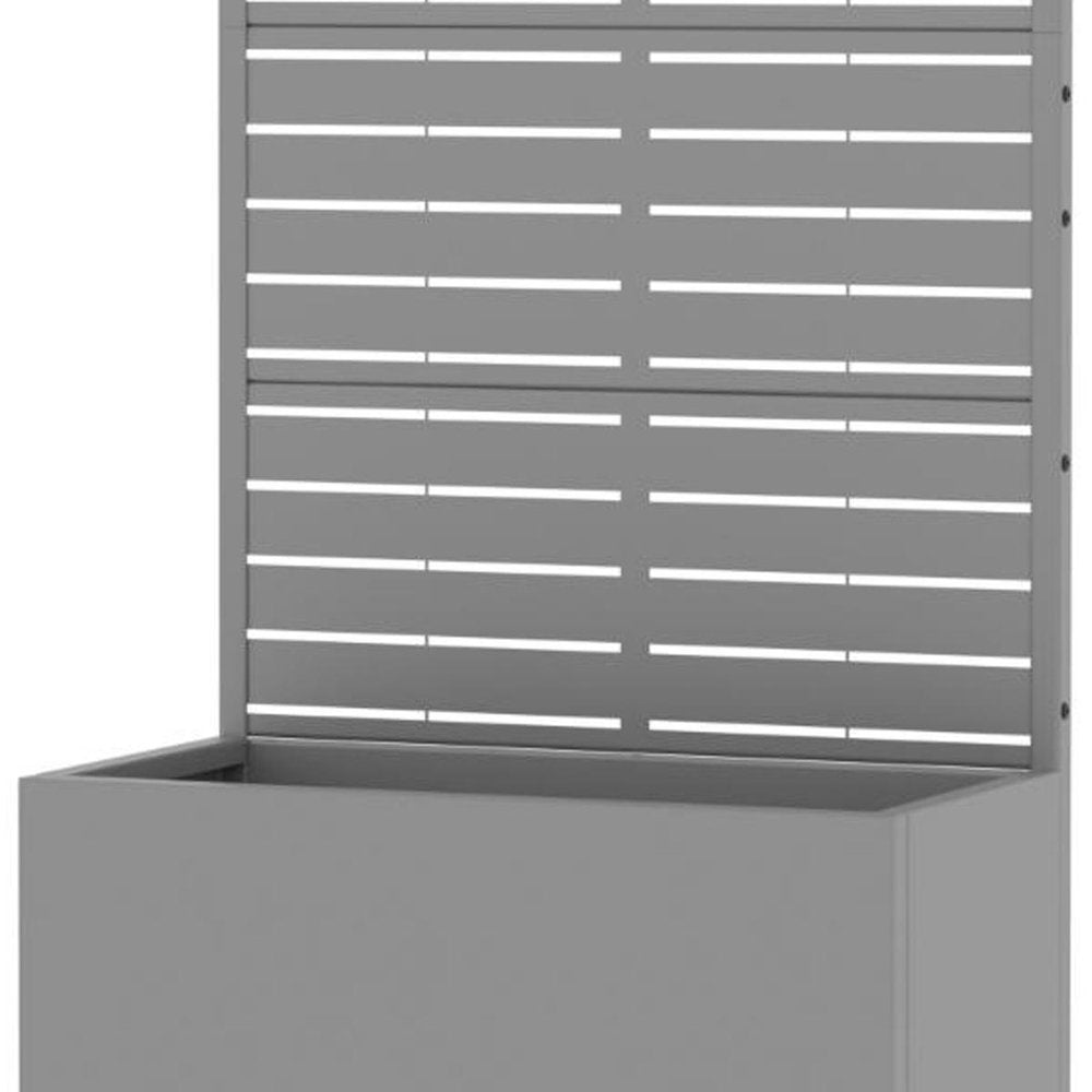Set Of Two Gray Striped Steel Eight Panel Outdoor Privacy Screen HomeRoots