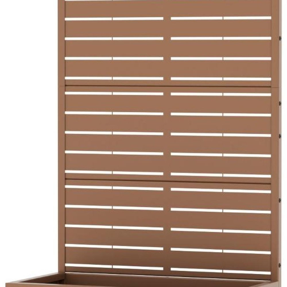 59" Brown Striped Steel Four Panel Outdoor Privacy Screen HomeRoots