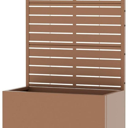 59" Brown Striped Steel Four Panel Outdoor Privacy Screen HomeRoots