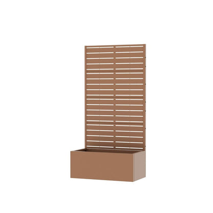 59" Brown Striped Steel Four Panel Outdoor Privacy Screen HomeRoots