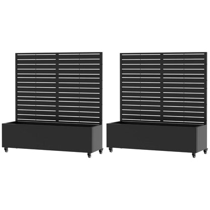 Set Of Two Black Striped Steel Six Panel Outdoor Privacy Screen HomeRoots