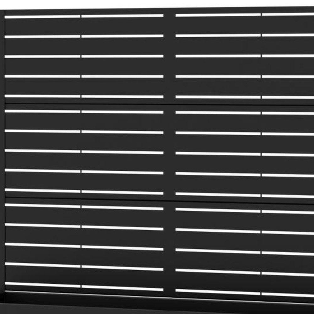 Set Of Two Black Striped Steel Six Panel Outdoor Privacy Screen HomeRoots