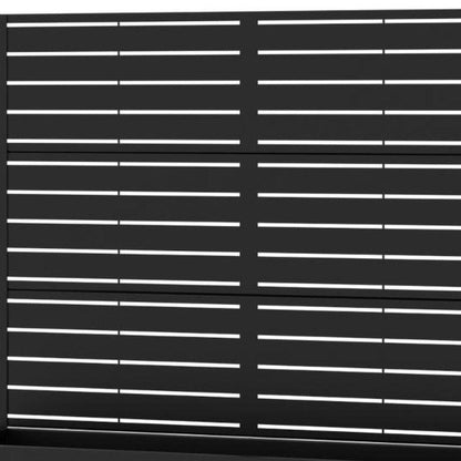 Set Of Two Black Striped Steel Six Panel Outdoor Privacy Screen HomeRoots