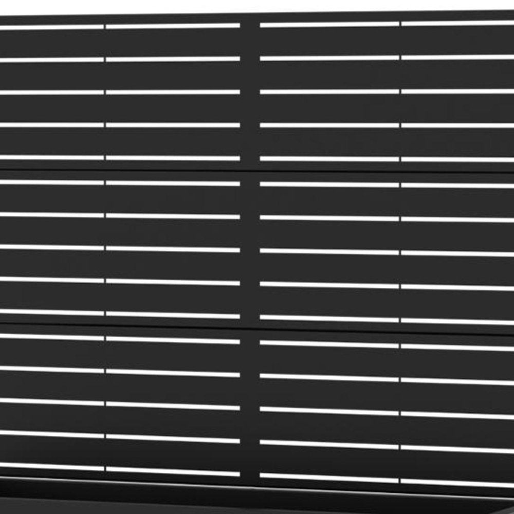Set Of Two Black Striped Steel Six Panel Outdoor Privacy Screen — view 4
