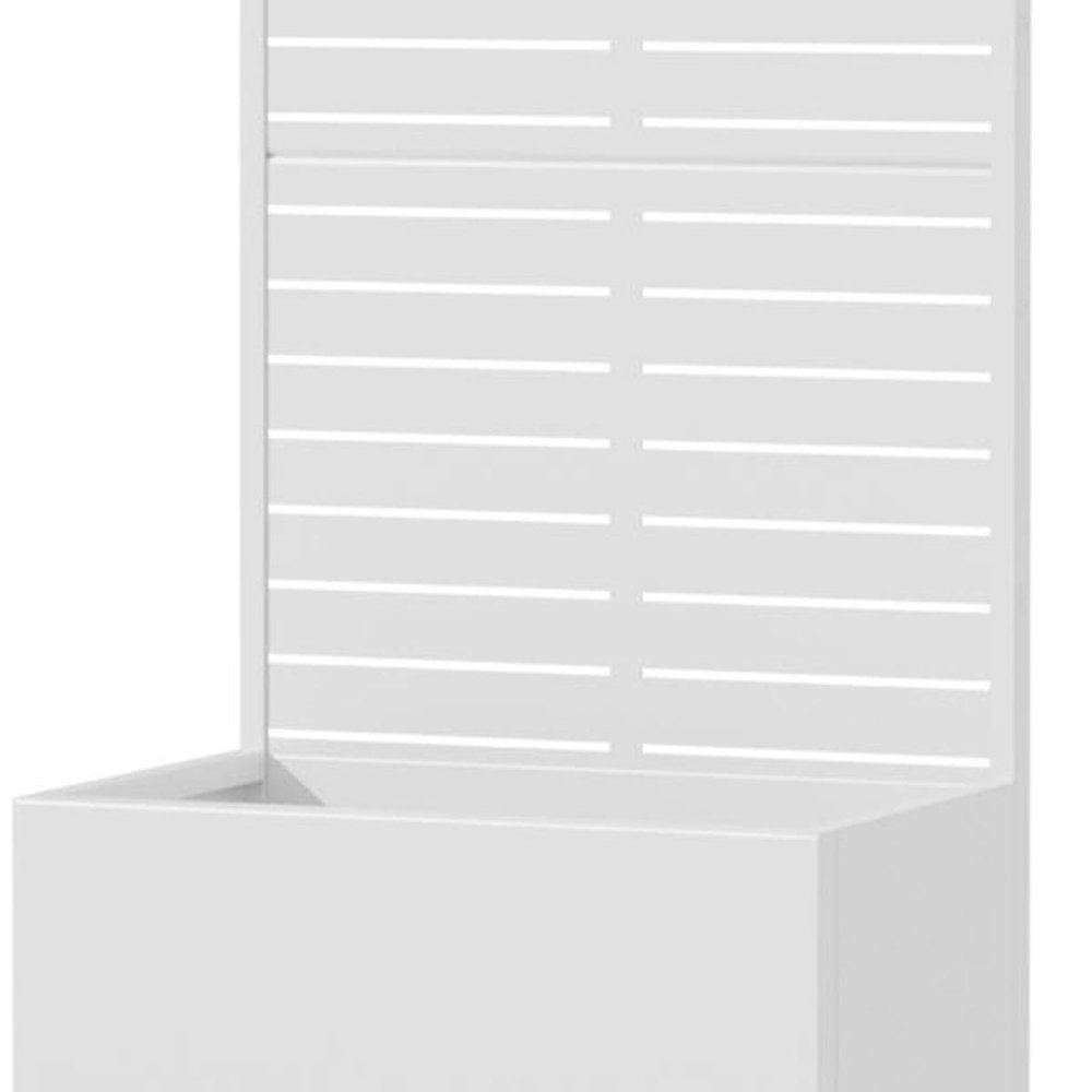 47" White Striped Steel Two Panel Outdoor Privacy Screen