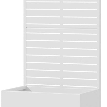 47" White Striped Steel Two Panel Outdoor Privacy Screen HomeRoots