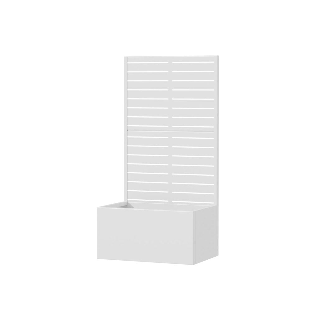 47" White Striped Steel Two Panel Outdoor Privacy Screen — view 2