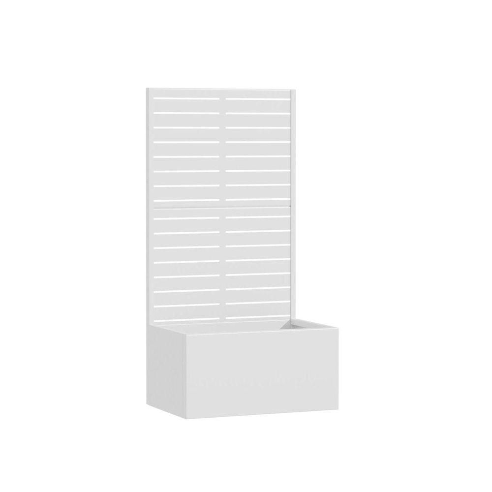 47" White Striped Steel Two Panel Outdoor Privacy Screen HomeRoots