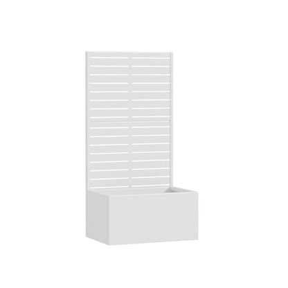 47" White Striped Steel Two Panel Outdoor Privacy Screen HomeRoots