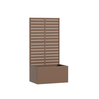 47" Brown Striped Steel Two Panel Outdoor Privacy Screen HomeRoots