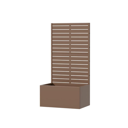 47" Brown Striped Steel Two Panel Outdoor Privacy Screen