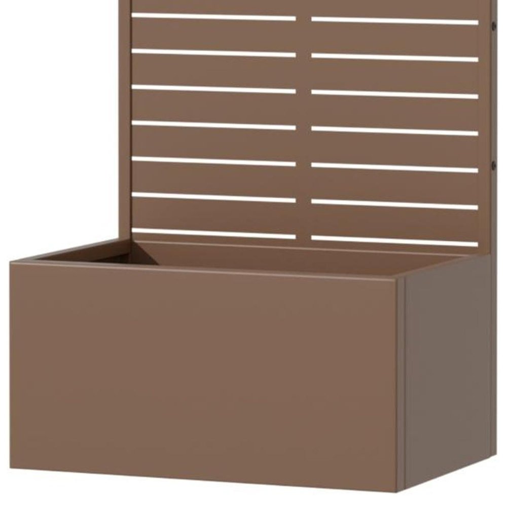 47" Brown Striped Steel Two Panel Outdoor Privacy Screen HomeRoots