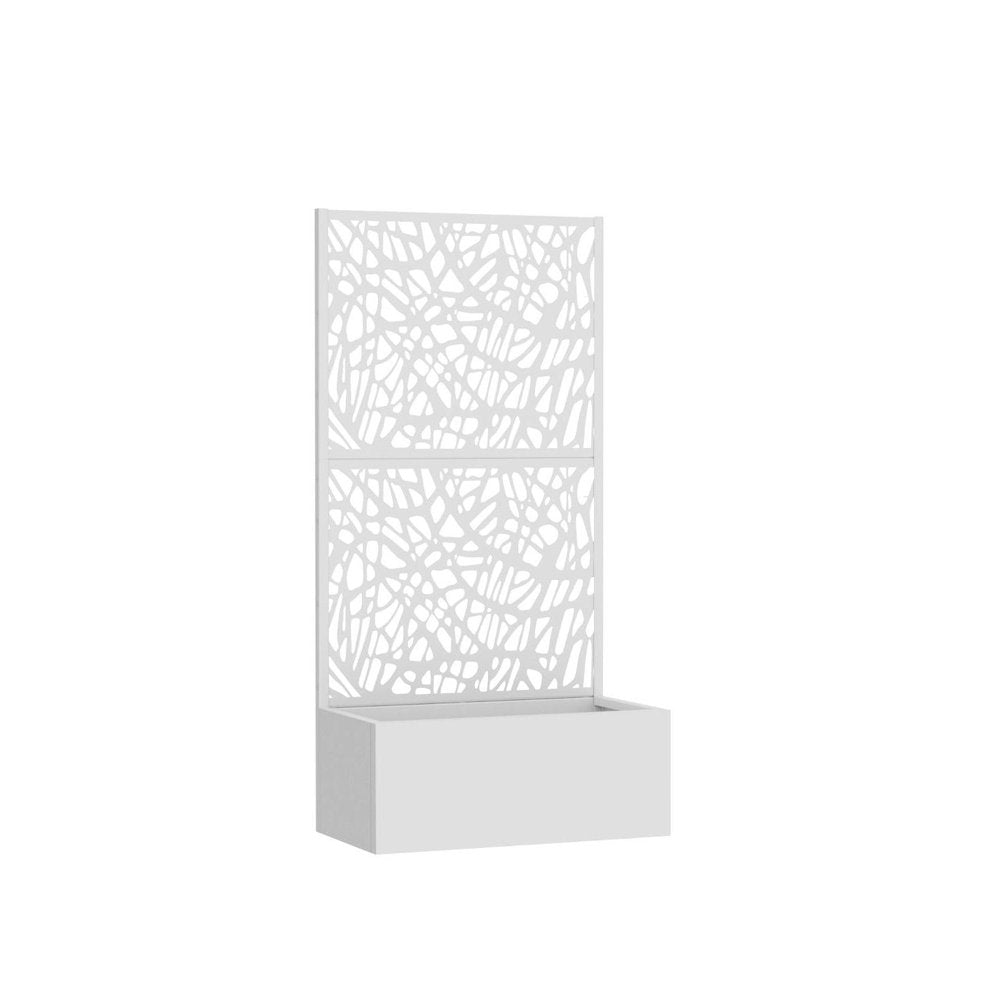 59" White Abstract Steel Two Panel Outdoor Privacy Screen — view 3