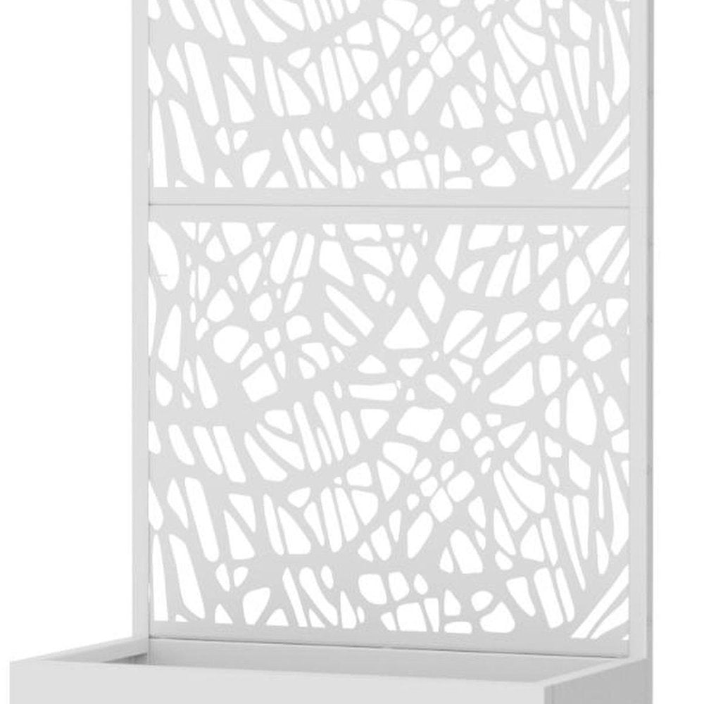 59" White Abstract Steel Two Panel Outdoor Privacy Screen HomeRoots