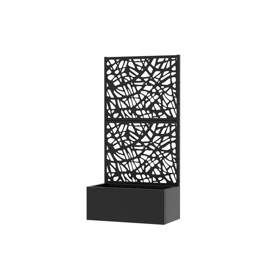 59" Black Abstract Steel Two Panel Outdoor Privacy Screen