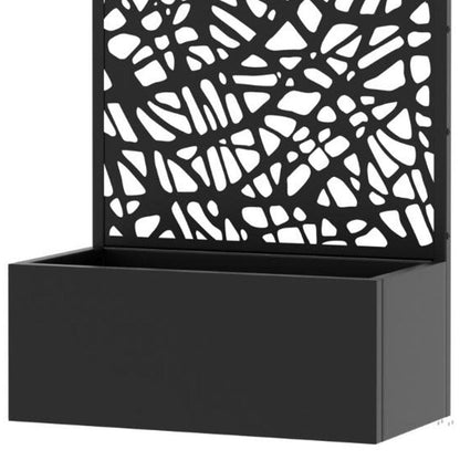 59" Black Abstract Steel Two Panel Outdoor Privacy Screen HomeRoots