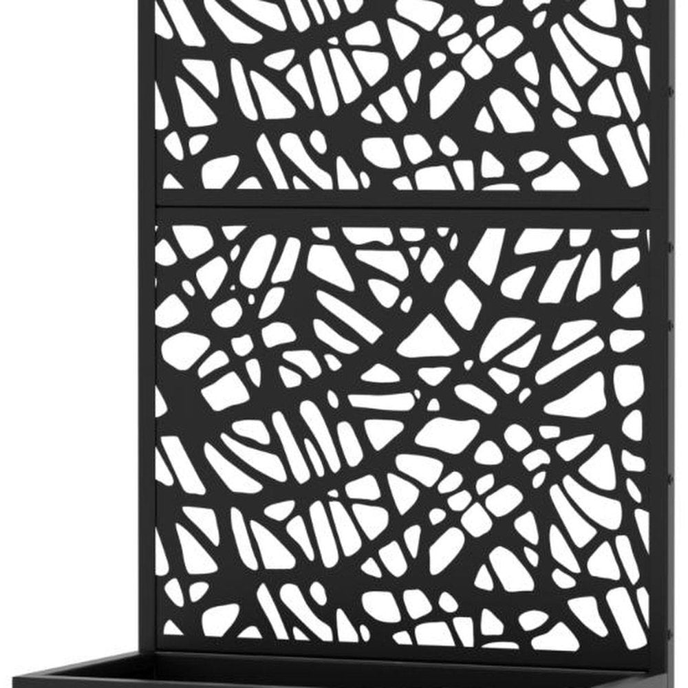 59" Black Abstract Steel Two Panel Outdoor Privacy Screen HomeRoots