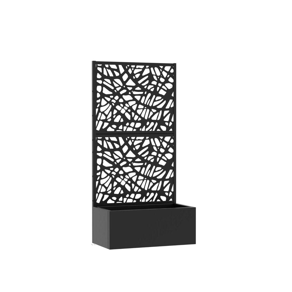 59" Black Abstract Steel Two Panel Outdoor Privacy Screen — view 4