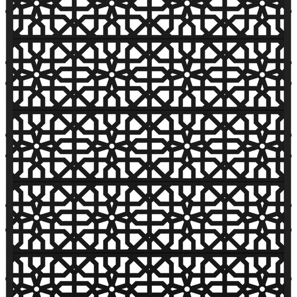 72" Black Geometric Steel Five Panel Outdoor Privacy Screen — view 3