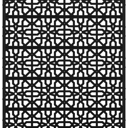 72" Black Geometric Steel Five Panel Outdoor Privacy Screen HomeRoots